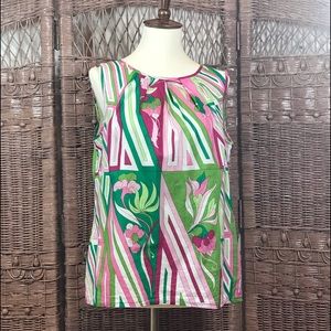 Talbots Petites Pink & Green Top 8P